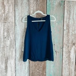 Forever 21 Sheer V-Neck Tank Top Navy Small
